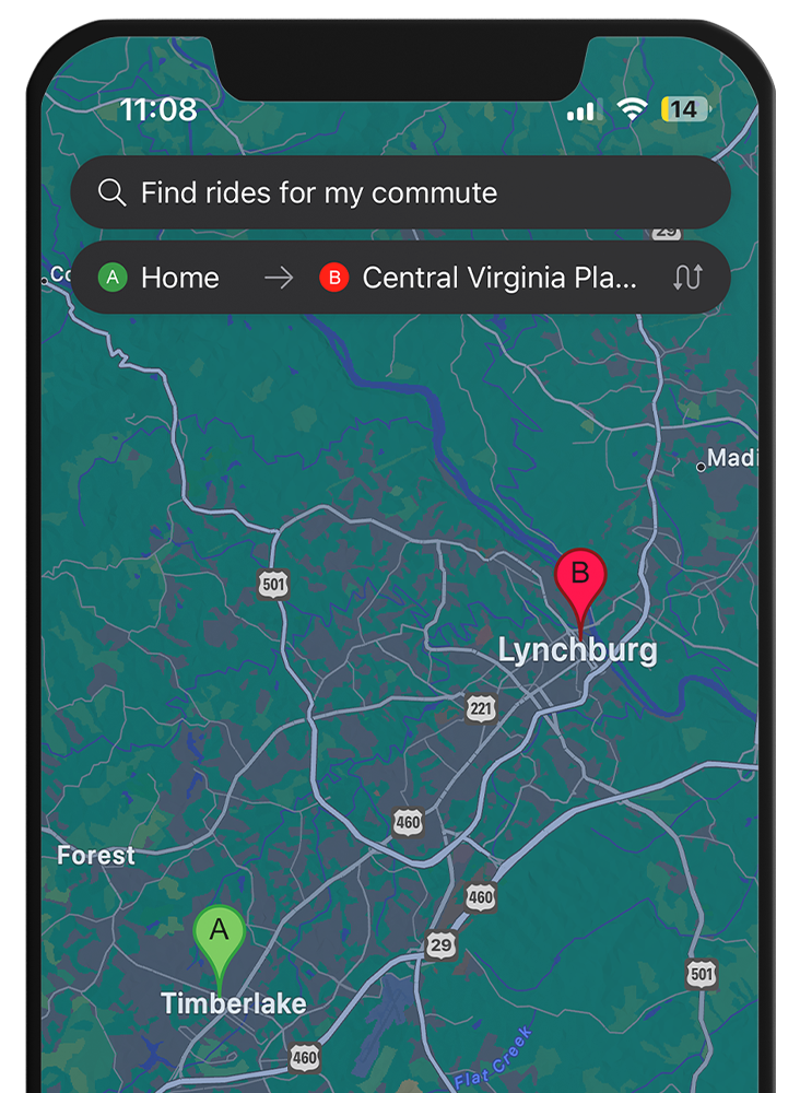 connecting virginia download the app transit bus carpool walking biking routes lynchburg amherst bedford appomattox campbell public transportation central virginia