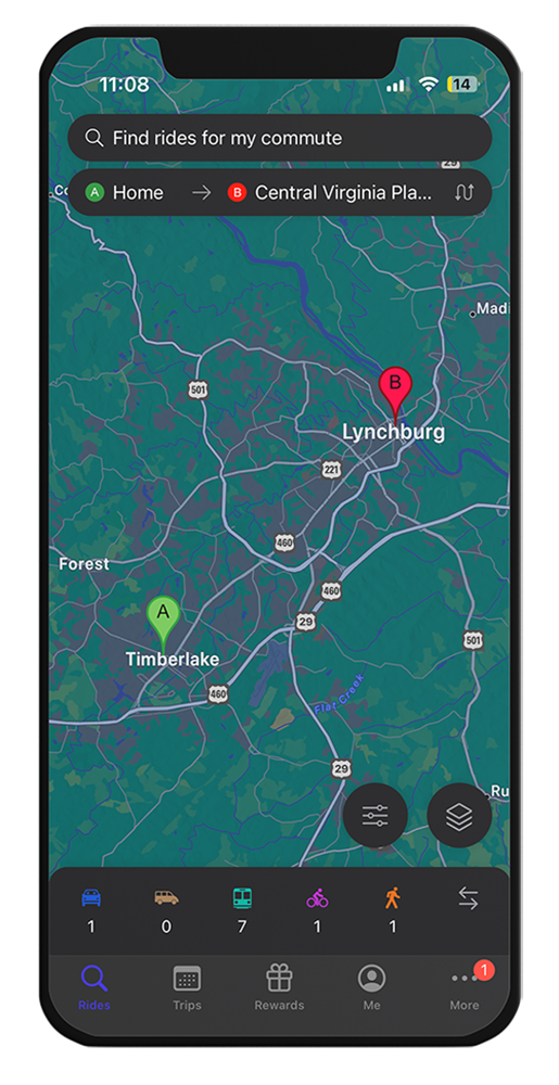 connecting virginia download the app transit bus carpool walking biking routes lynchburg amherst bedford appomattox campbell public transportation central virginia cta